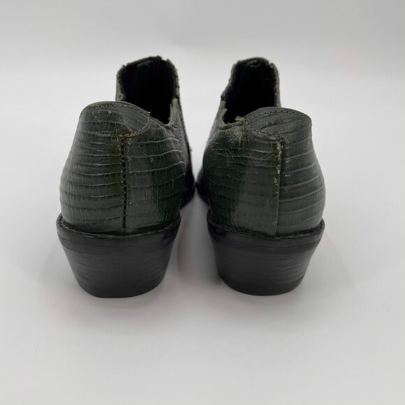 Vintage Western Green Leather Pointed Ankle Booties Ankle Boots Ashley | 5/5.5 - Picture 6 of 15